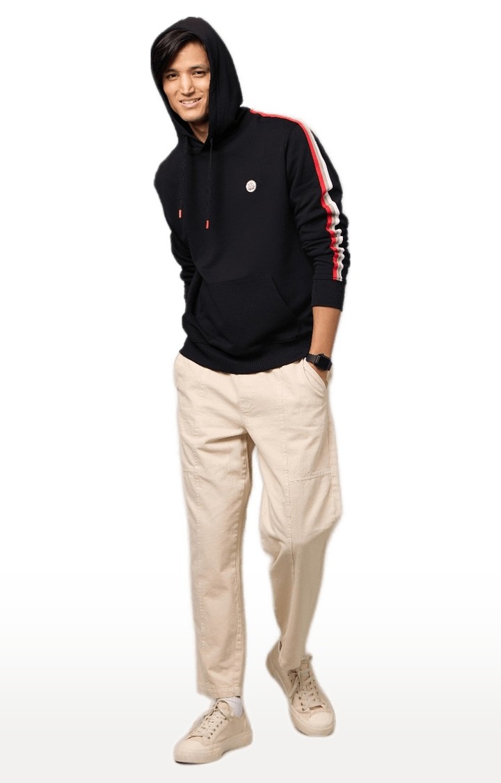 Men's Black Solid Hoodies