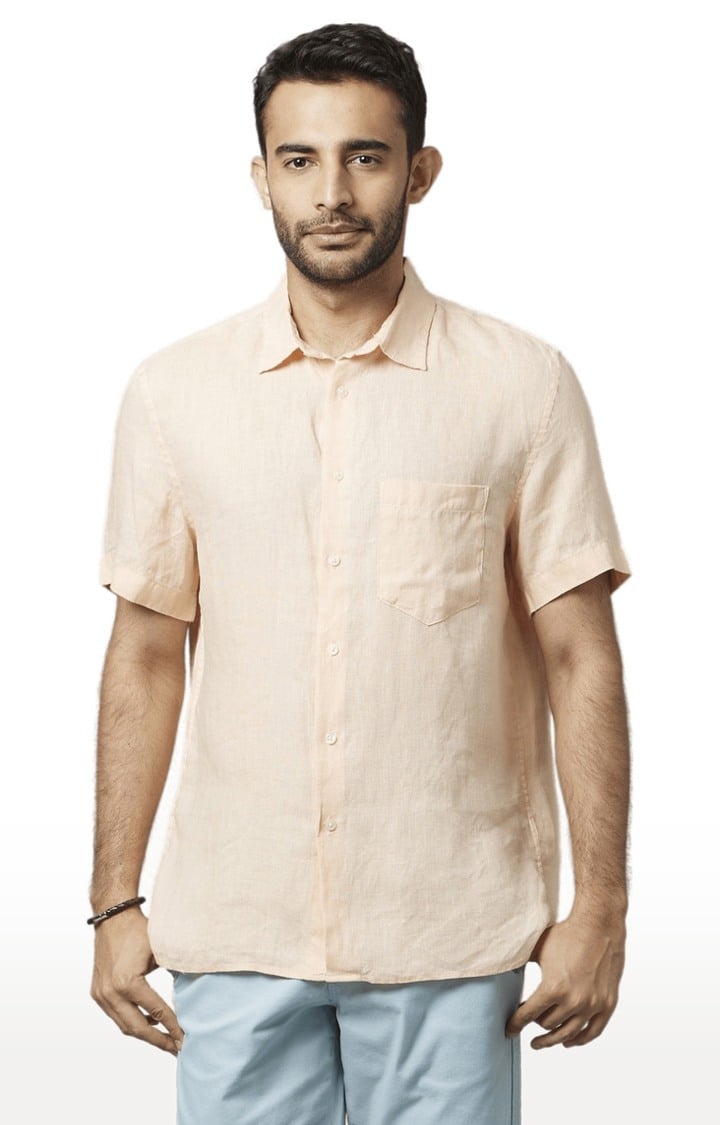 celio | Men's Orange Solid Casual Shirts