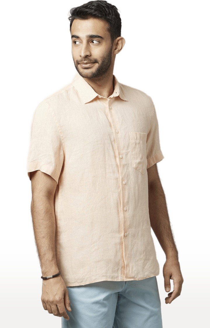 Men's Orange Solid Casual Shirts