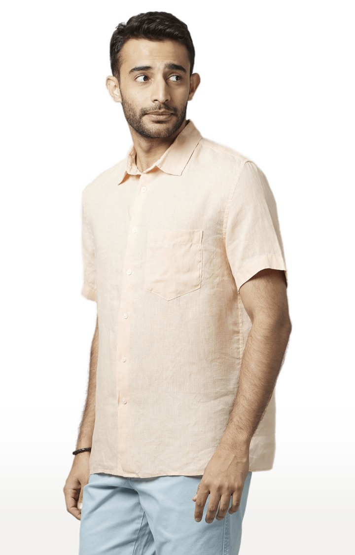 Men's Orange Solid Casual Shirts