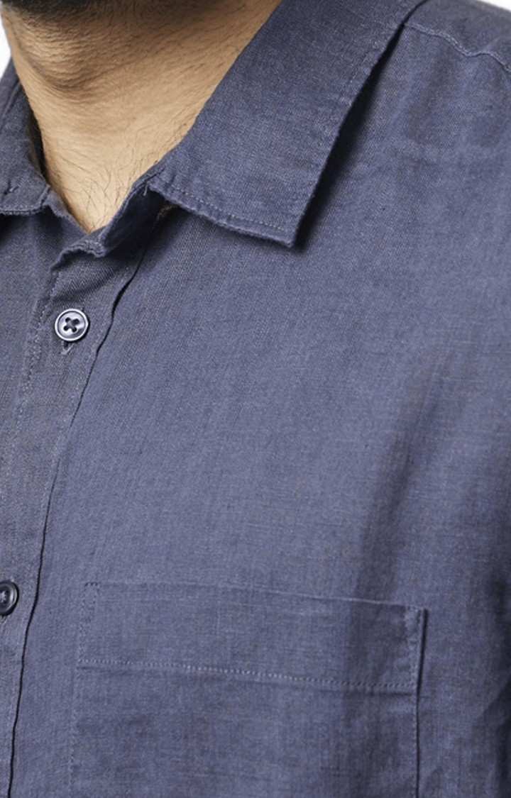 Men's Grey Solid Casual Shirts