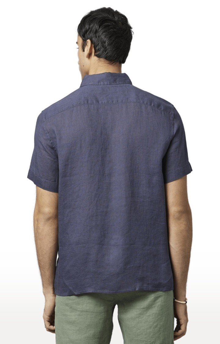 Men's Blue Solid Casual Shirts
