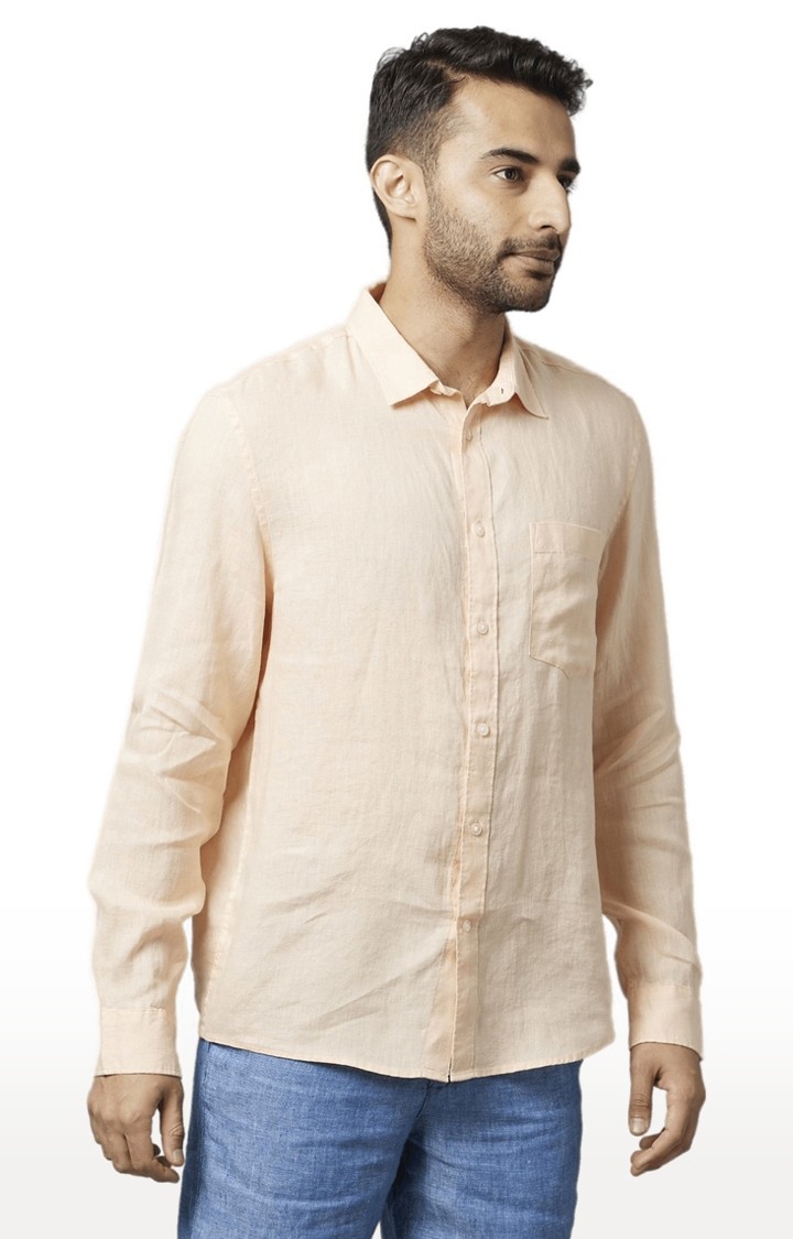 Men's Orange Solid Casual Shirts
