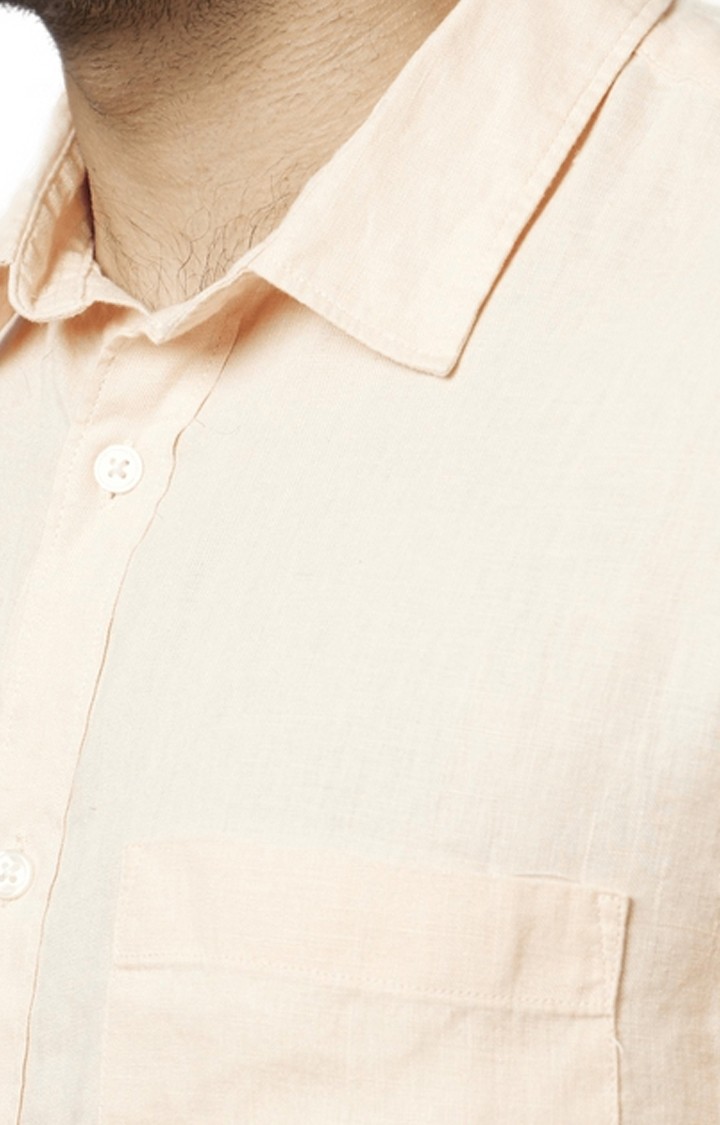 Men's Orange Solid Casual Shirts