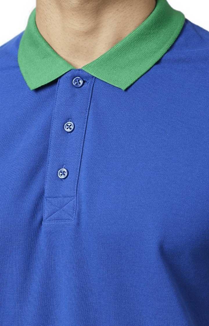 Men's Blue Solid Polos