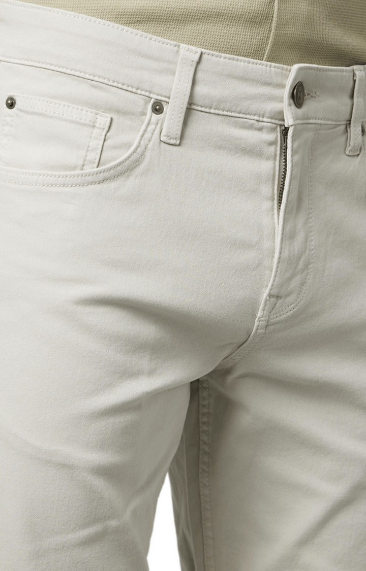 Men's White Cotton Solid Shorts
