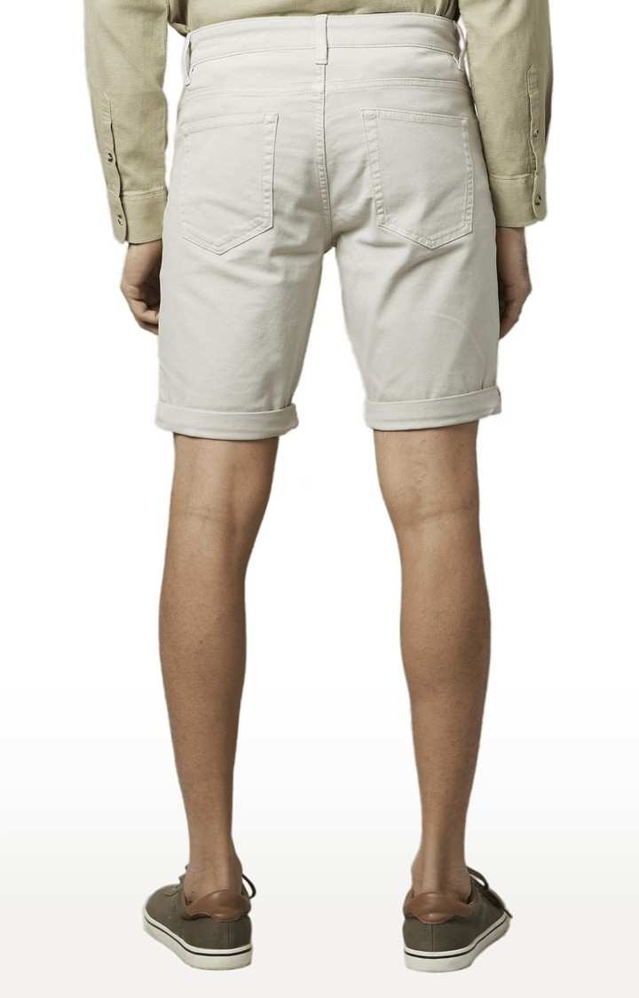 Men's White Cotton Solid Shorts
