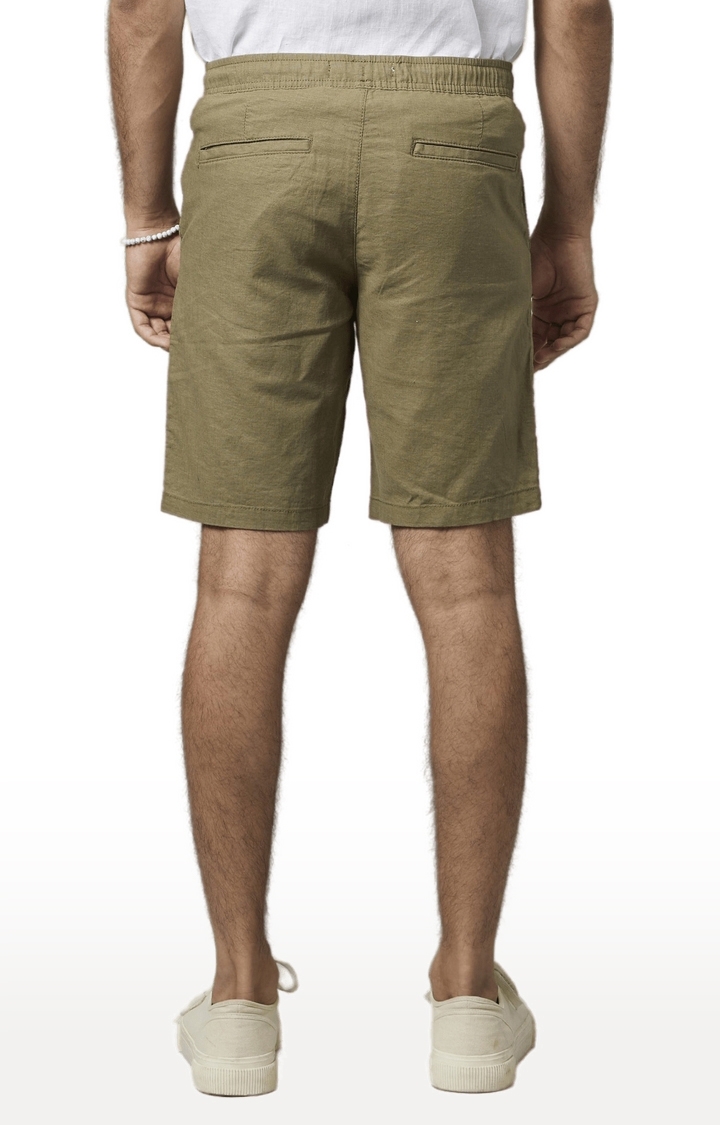 celio | Men's Green Cotton Blend Solid Shorts 4