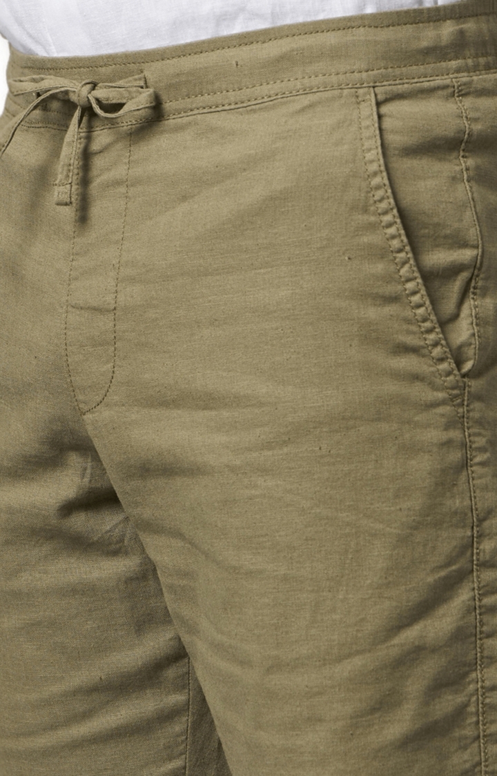 celio | Men's Green Cotton Blend Solid Shorts 5