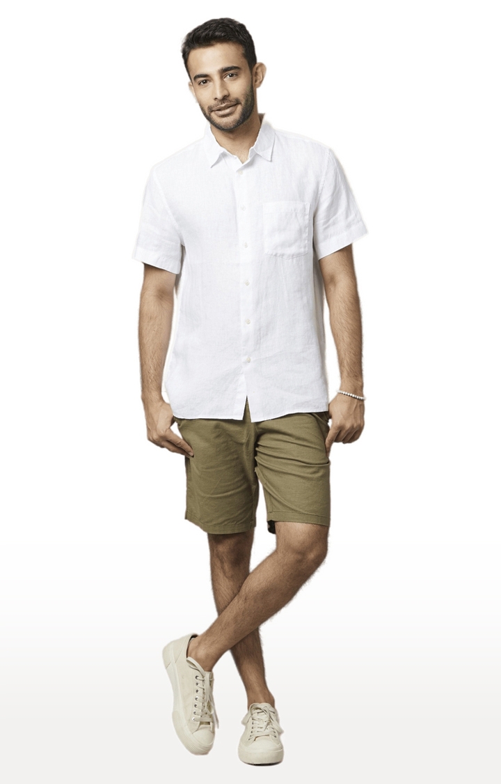 celio | Men's Green Cotton Blend Solid Shorts 1