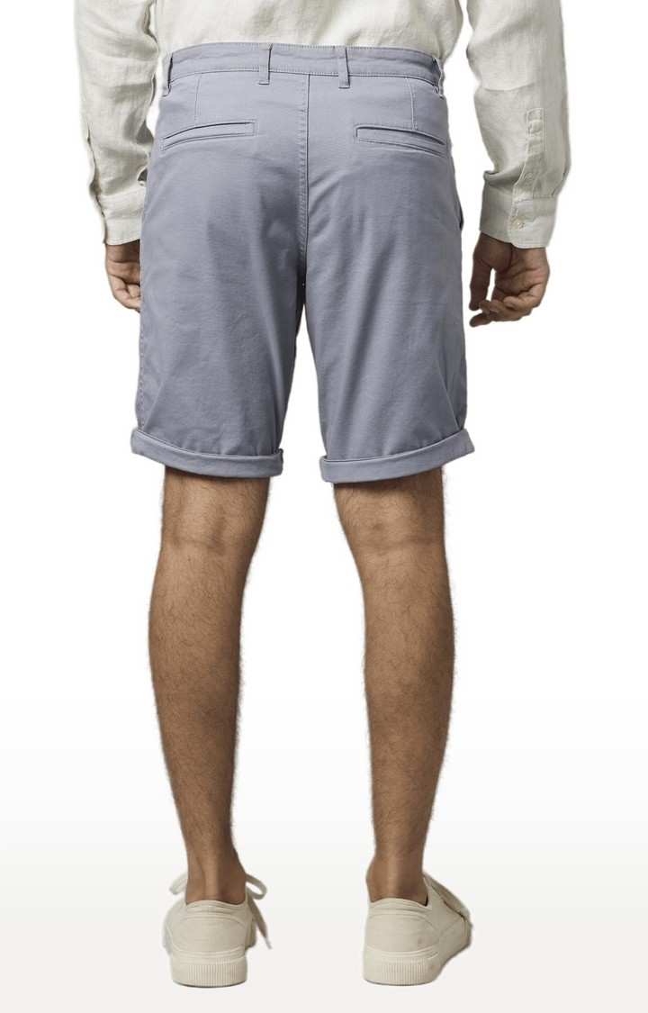 Men's Grey Cotton Solid Shorts