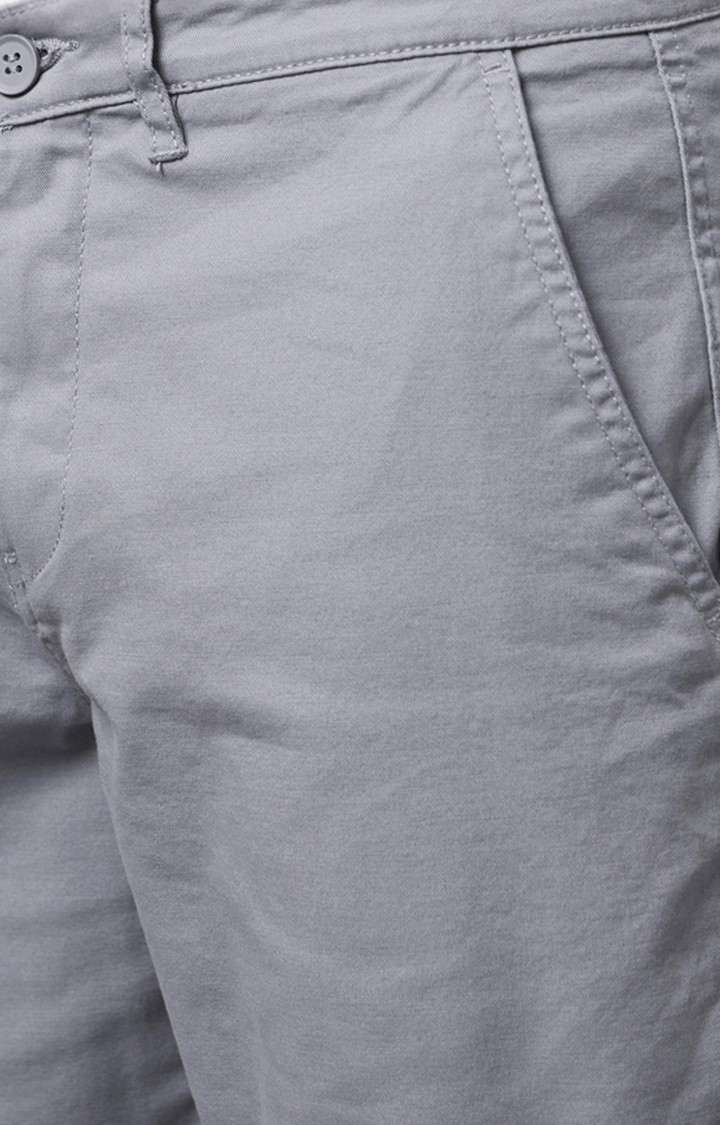Men's Grey Cotton Solid Shorts