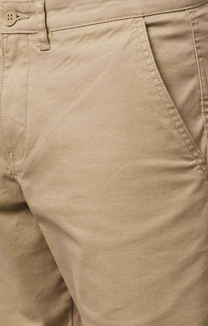 Men's Brown Cotton Solid Shorts