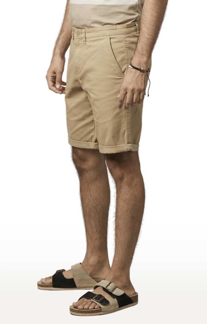 Men's Brown Cotton Solid Shorts