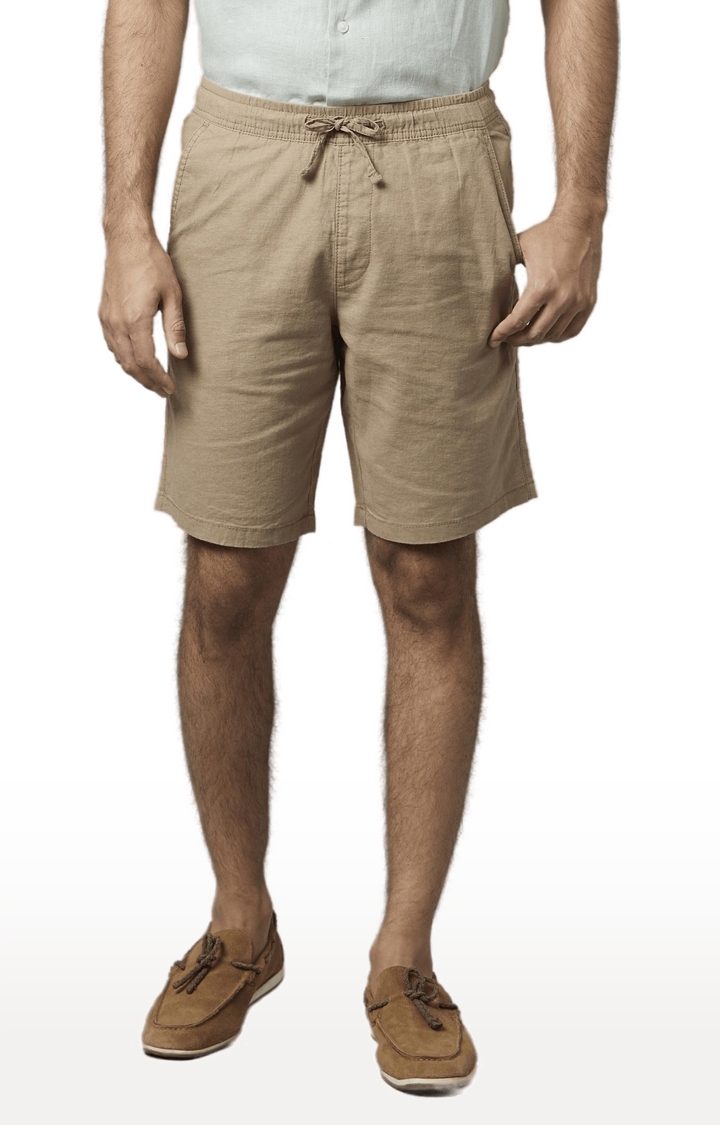celio | Men's Brown Cotton Blend Solid Shorts 0
