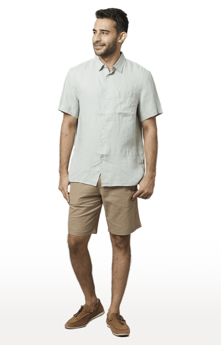 celio | Men's Brown Cotton Blend Solid Shorts 1