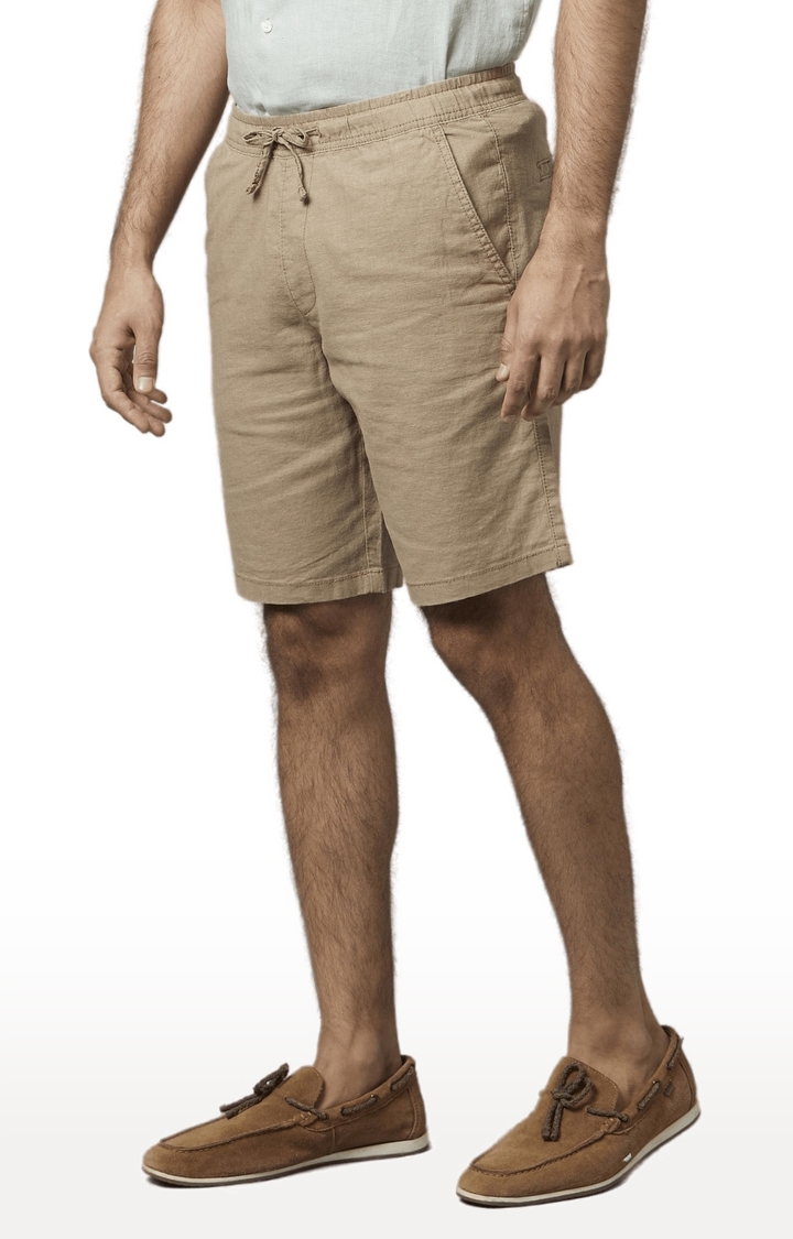 celio | Men's Brown Cotton Blend Solid Shorts 3