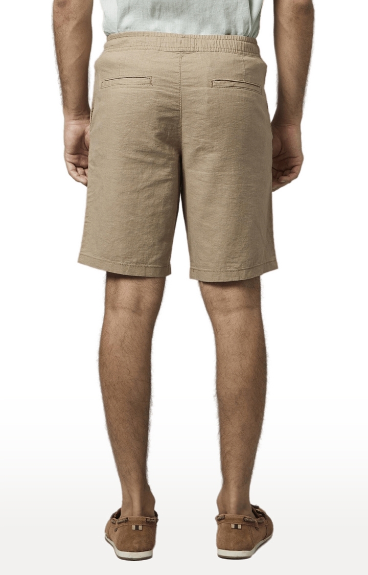 celio | Men's Brown Cotton Blend Solid Shorts 4
