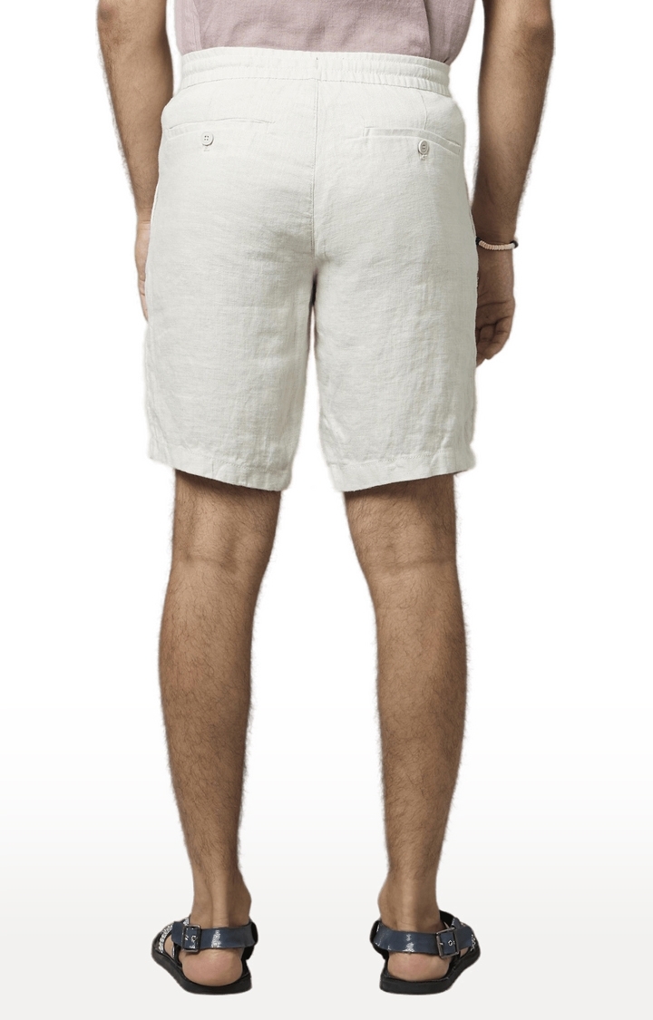 celio | Men's White Linen Solid Shorts 4