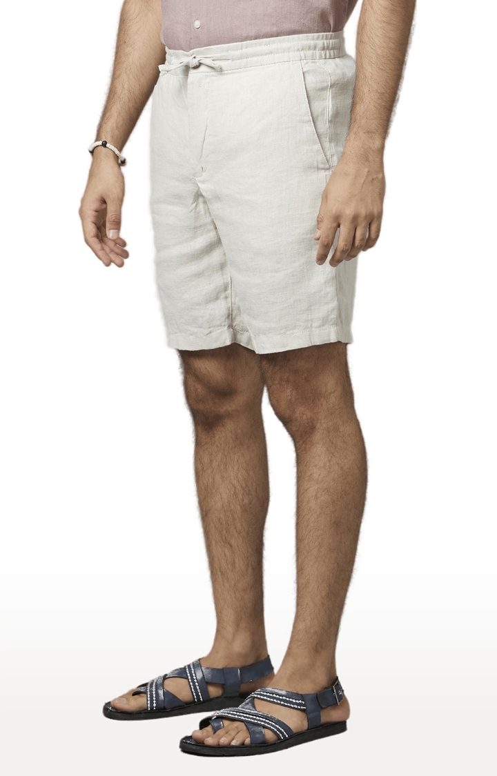 celio | Men's White Linen Solid Shorts 3