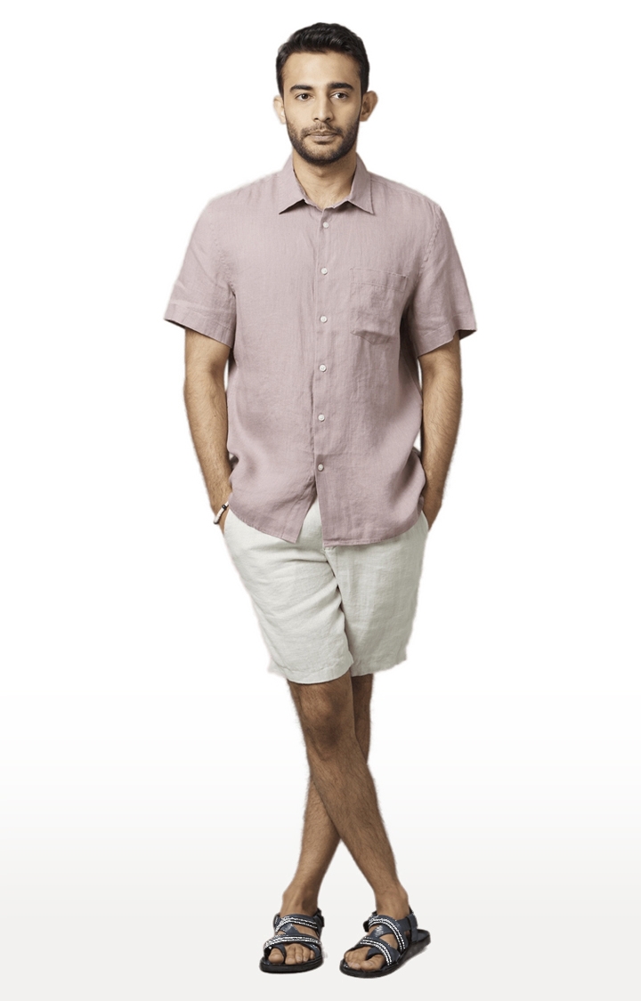 celio | Men's White Linen Solid Shorts 1