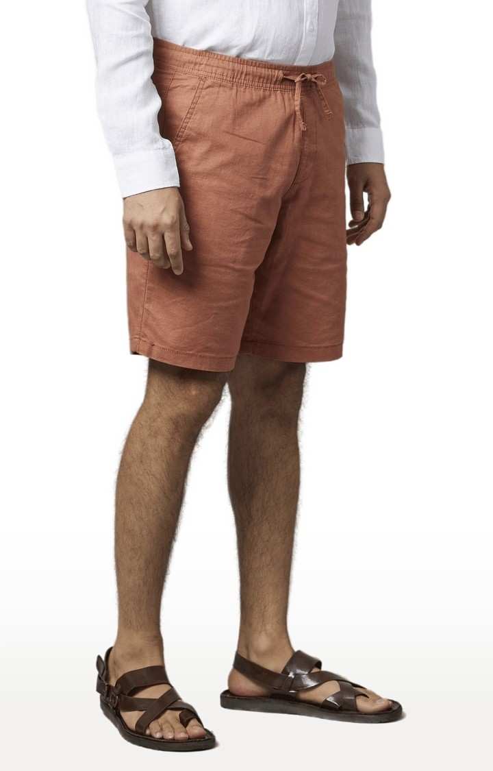 Men's Brown Cotton Blend Solid Shorts