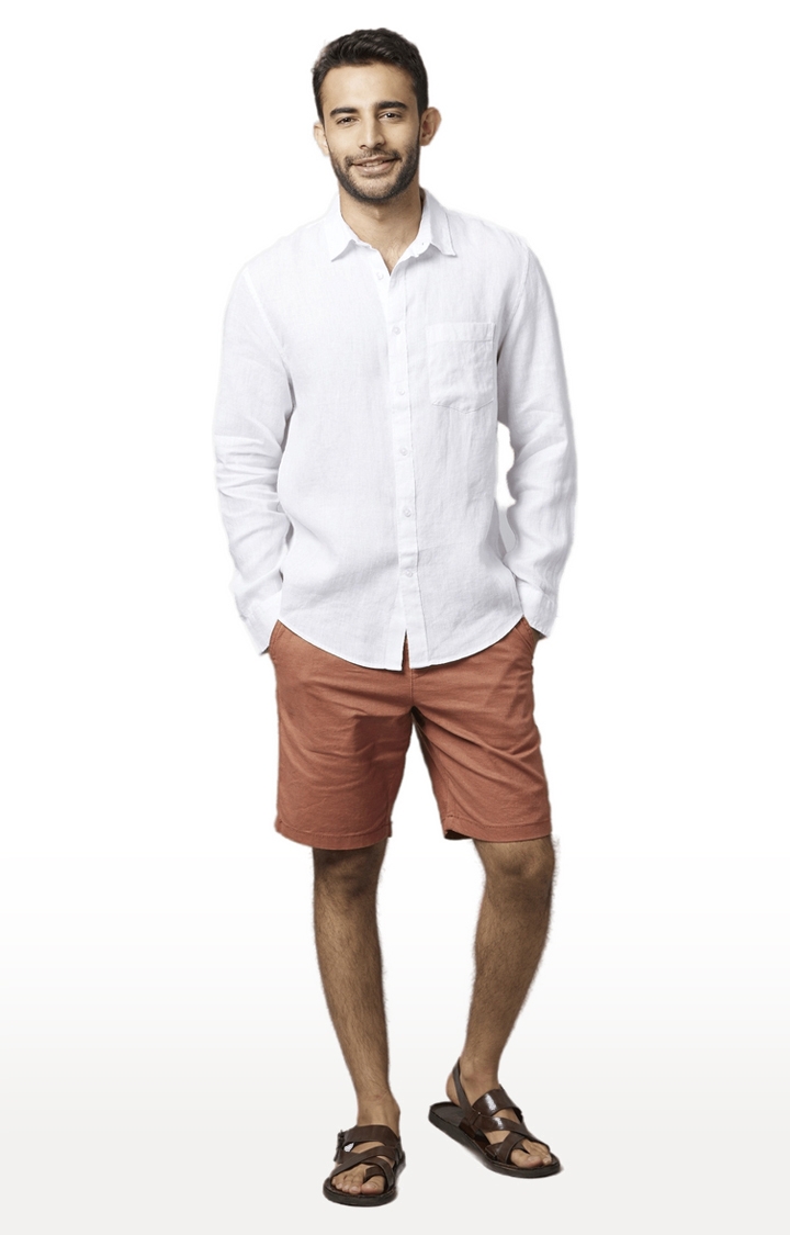 celio | Men's Brown Cotton Blend Solid Shorts 1