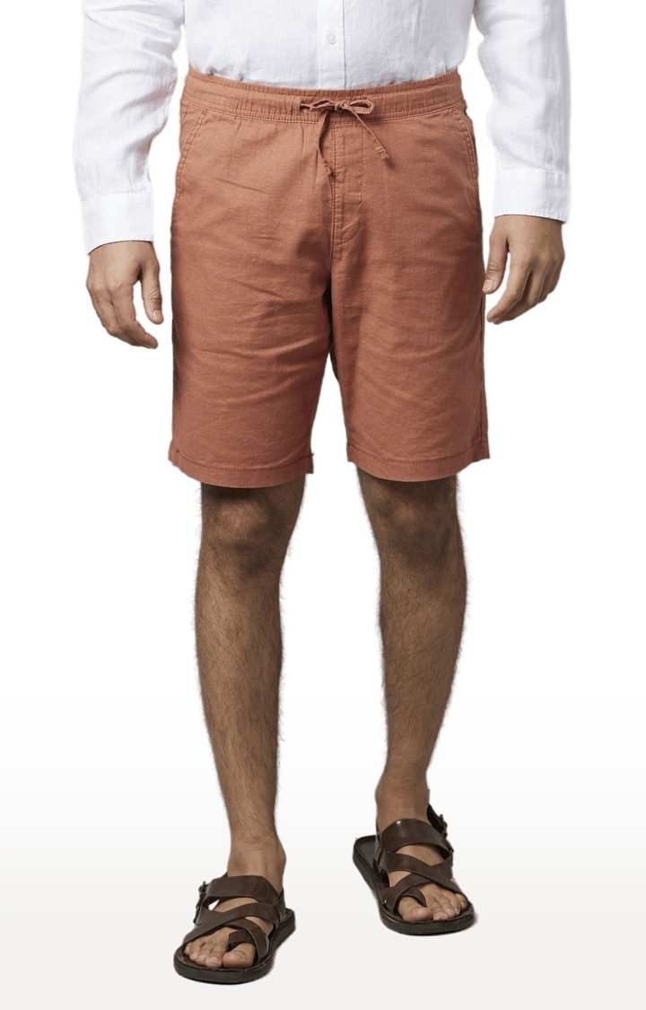 celio | Men's Brown Cotton Blend Solid Shorts 0