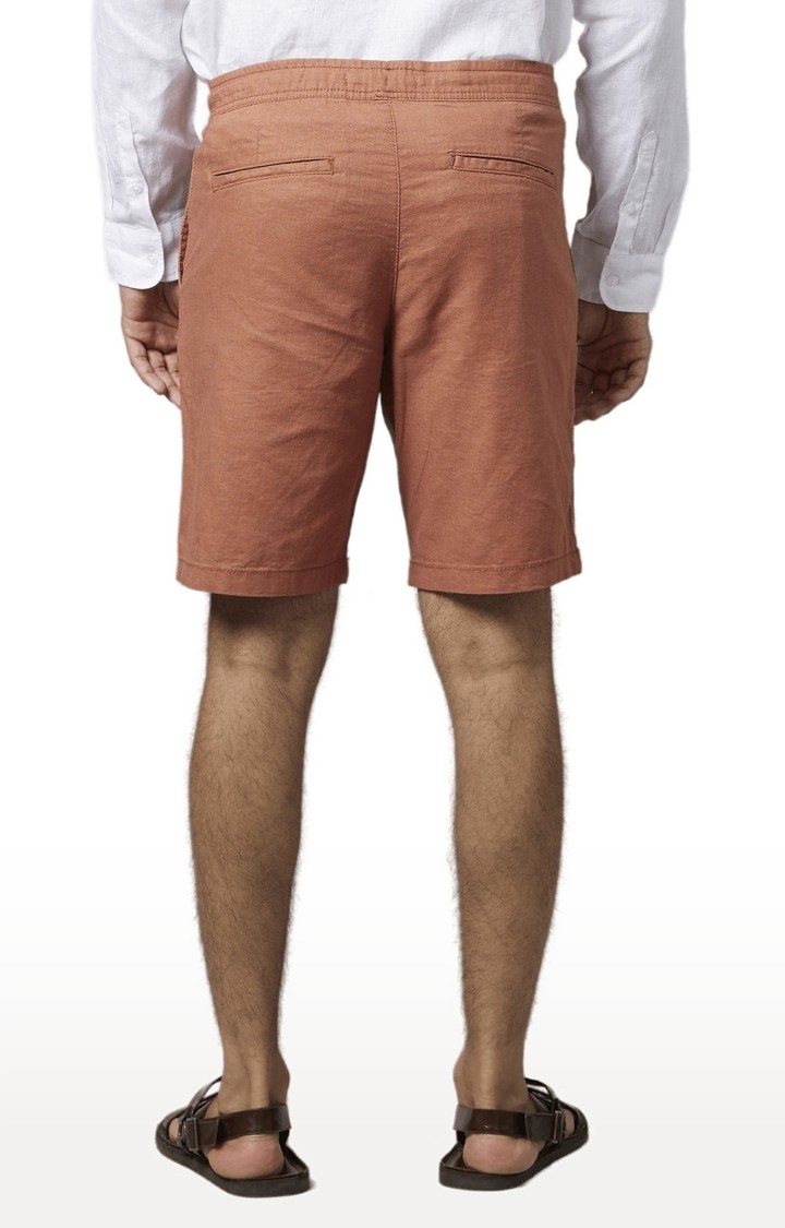 Men's Brown Cotton Blend Solid Shorts