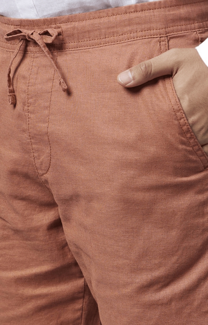 celio | Men's Brown Cotton Blend Solid Shorts 5