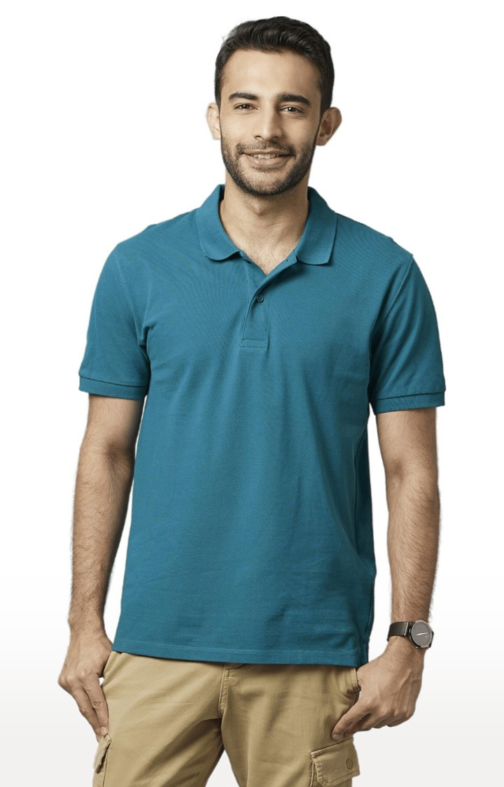 Men's Green Solid Polos