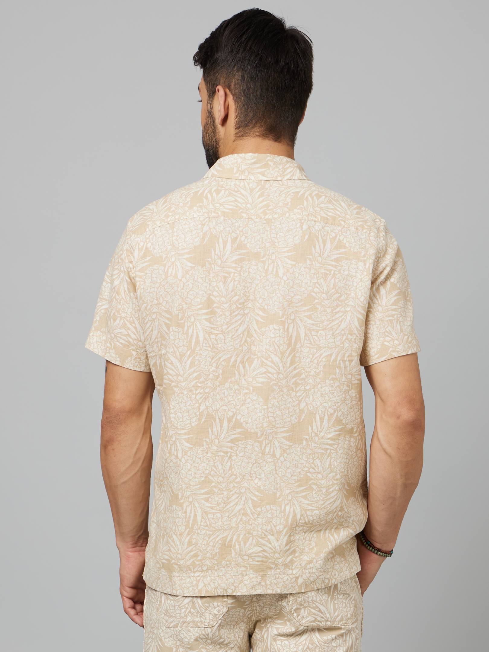 Men's Beige Tropical Casual Shirts