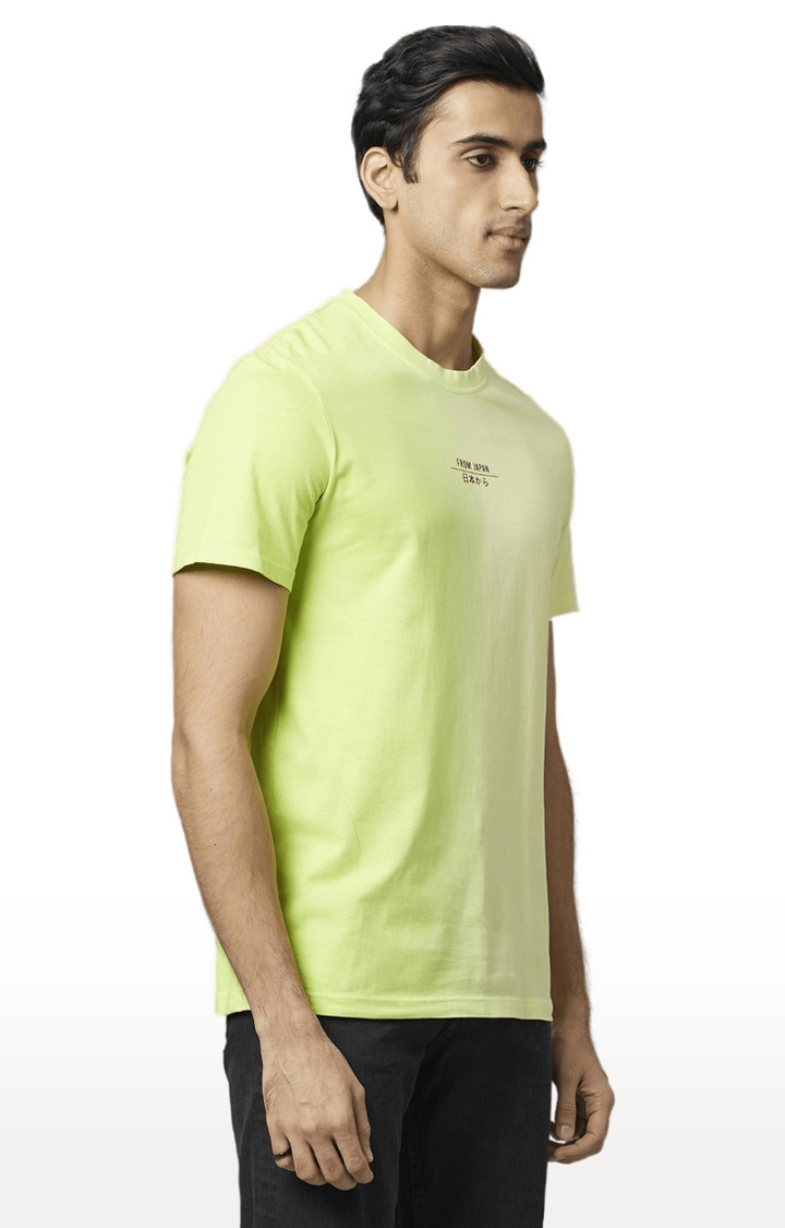Men's Yellow Solid Regular T-Shirts