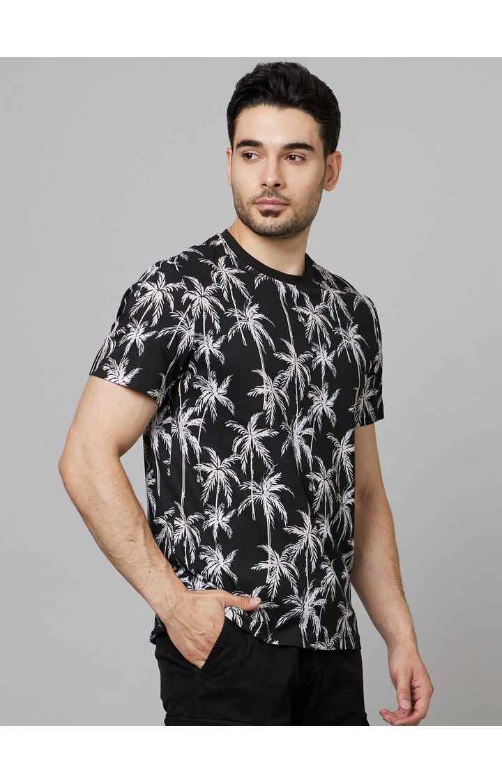 Men's Black Printed Regular T-Shirts