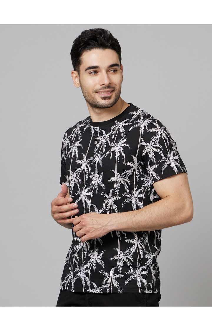 Men's Black Printed Regular T-Shirts