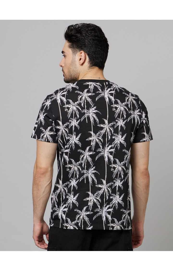 Men's Black Printed Regular T-Shirts