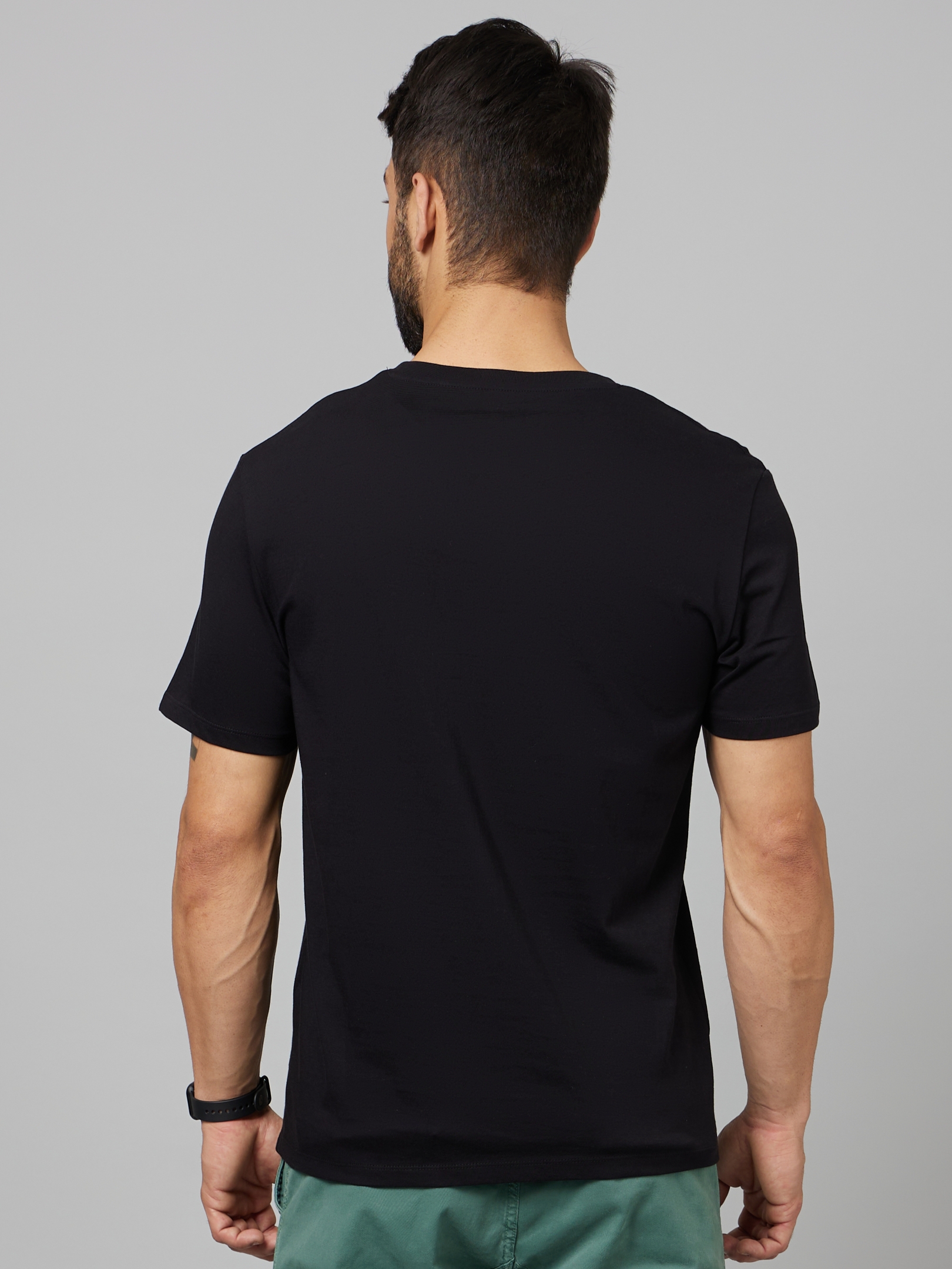 Men's Black Graphics Regular T-Shirts
