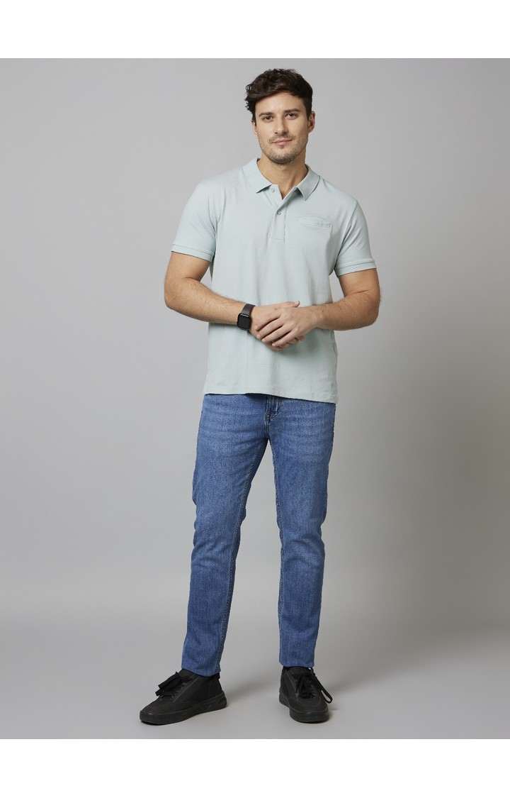 Men's Grey Solid Polos