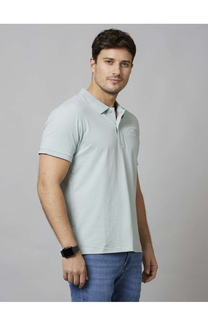 Men's Grey Solid Polos