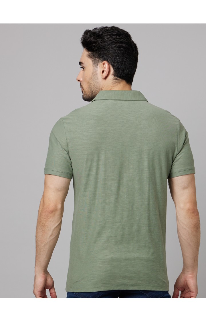 Men's Green Solid Polos