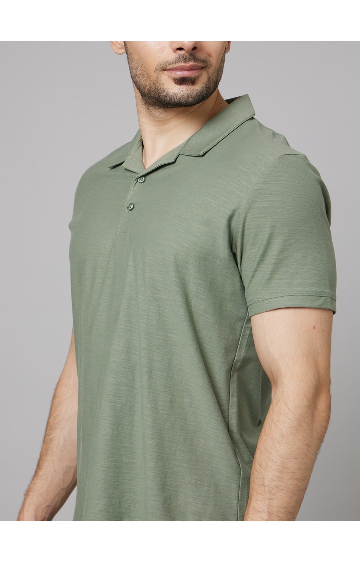 Men's Green Solid Polos
