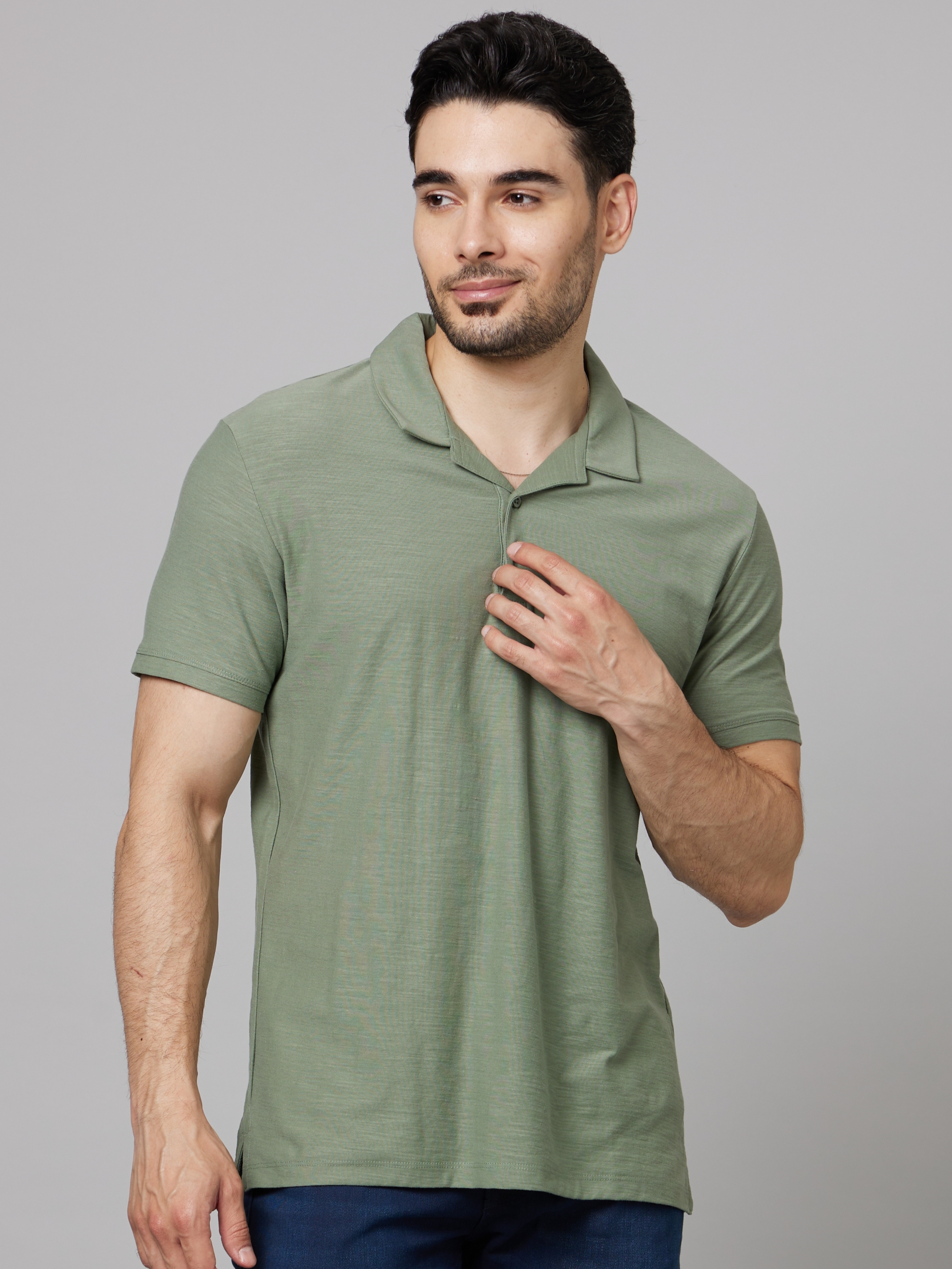 celio | Men's Green Solid Polos
