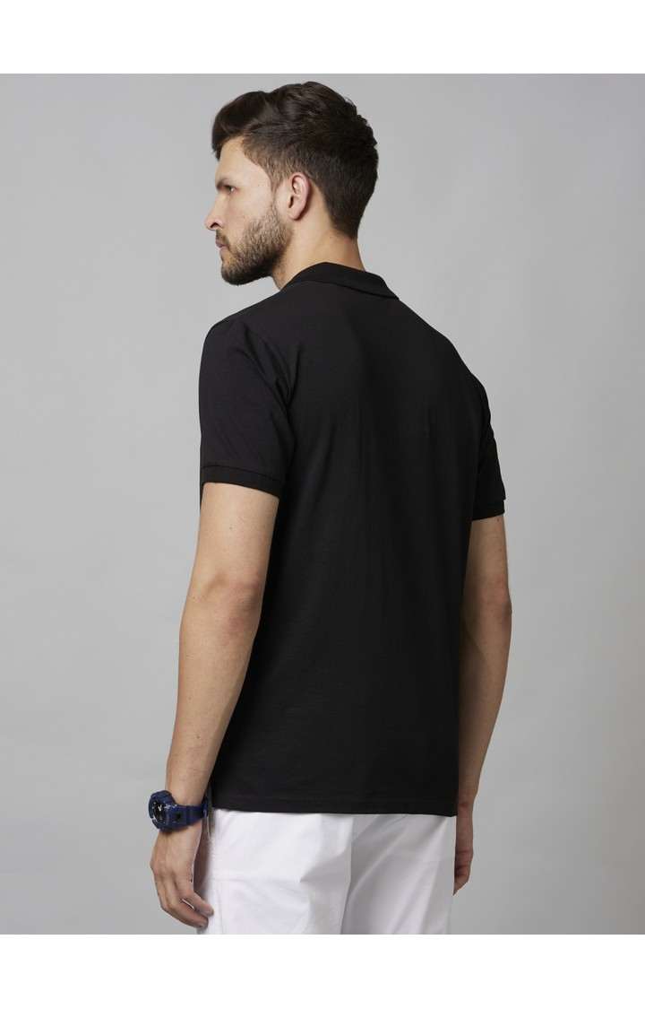 Men's Black Solid Polos