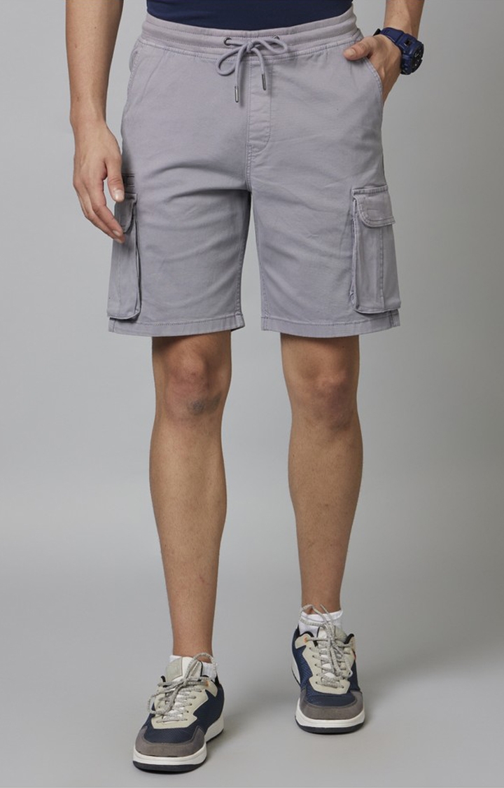 celio | Men's Grey Cotton Blend Solid Shorts