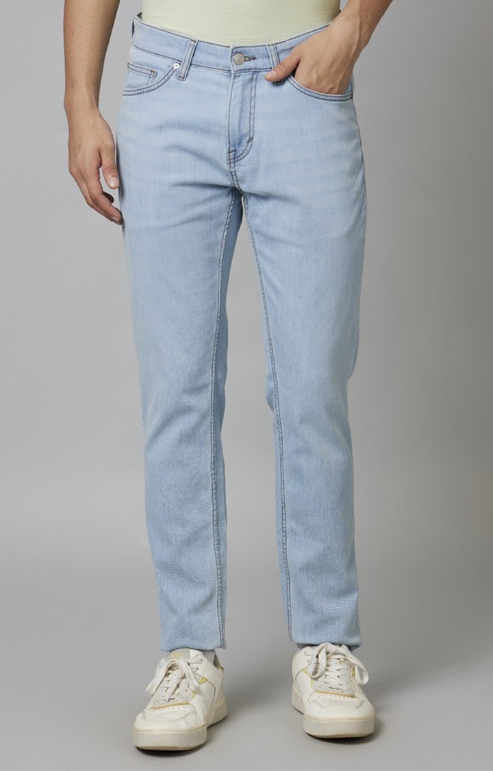 celio | Men's Blue Cotton Blend Solid Regular Jeans