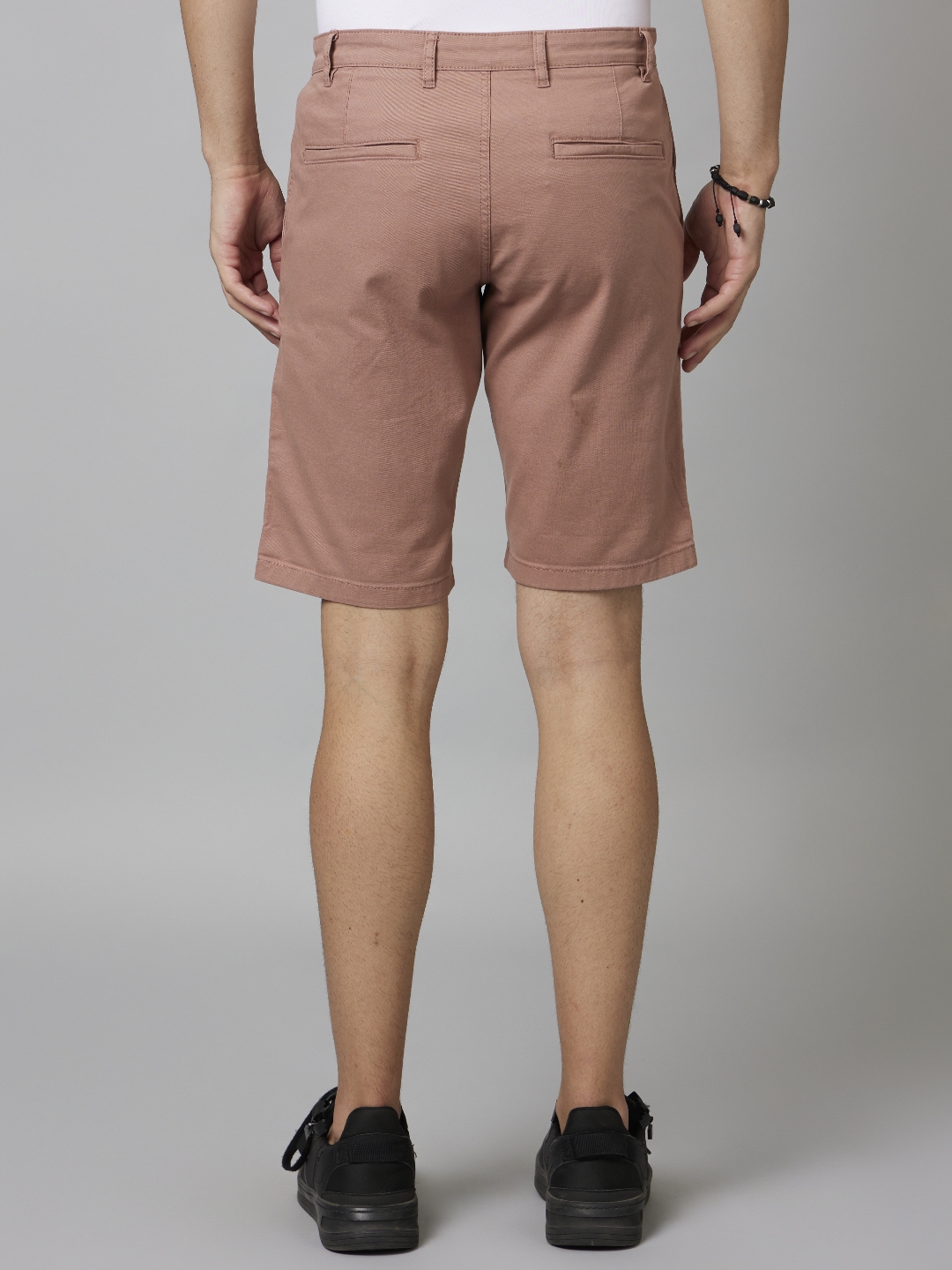 Men's Orange Cotton Blend Solid Shorts