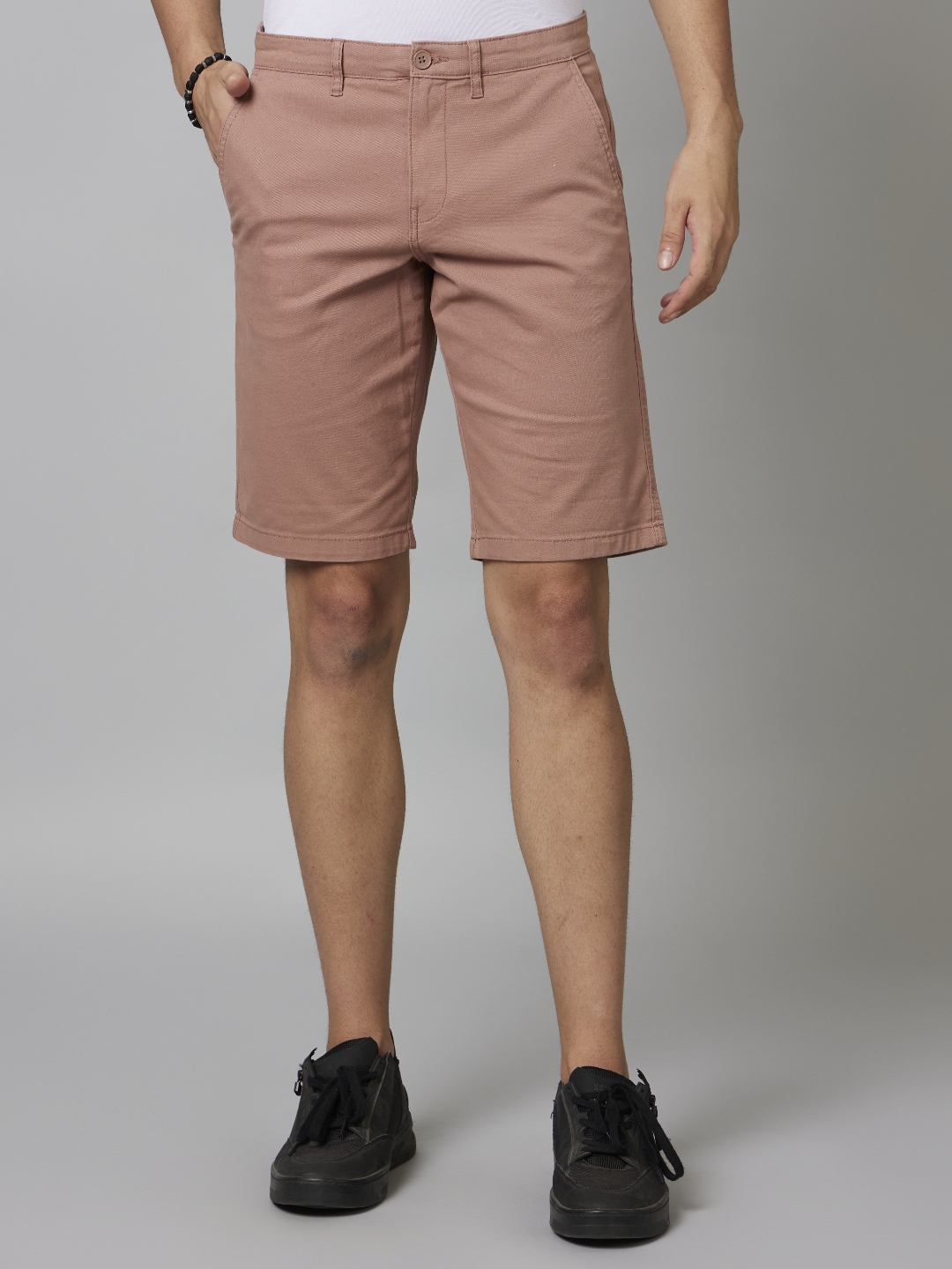 celio | Men's Orange Cotton Blend Solid Shorts
