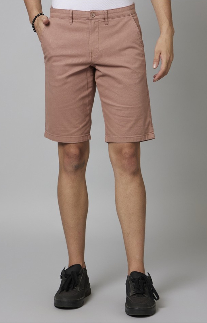 celio | Men's Orange Cotton Blend Solid Shorts