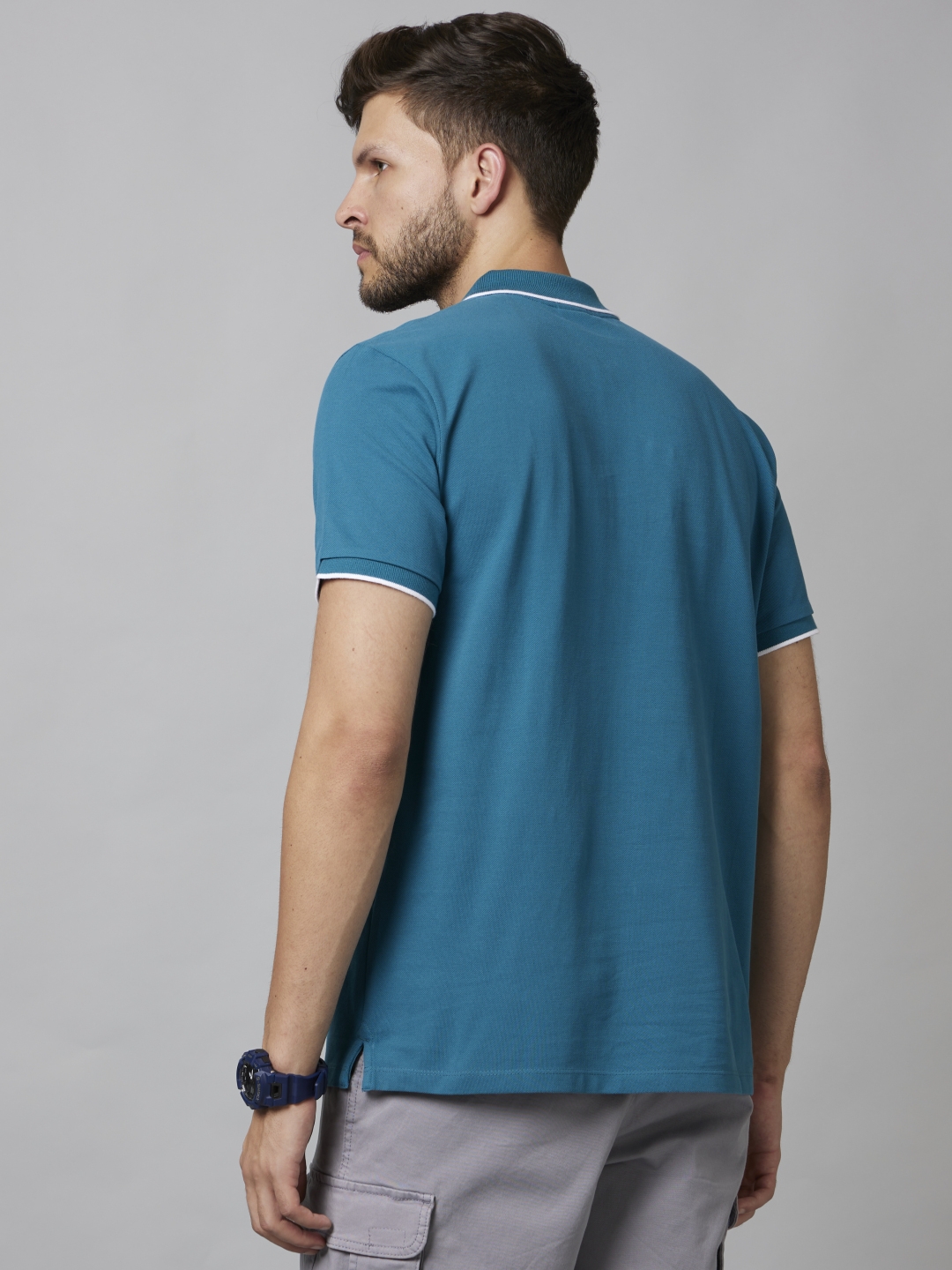 Men's Blue Solid Polos