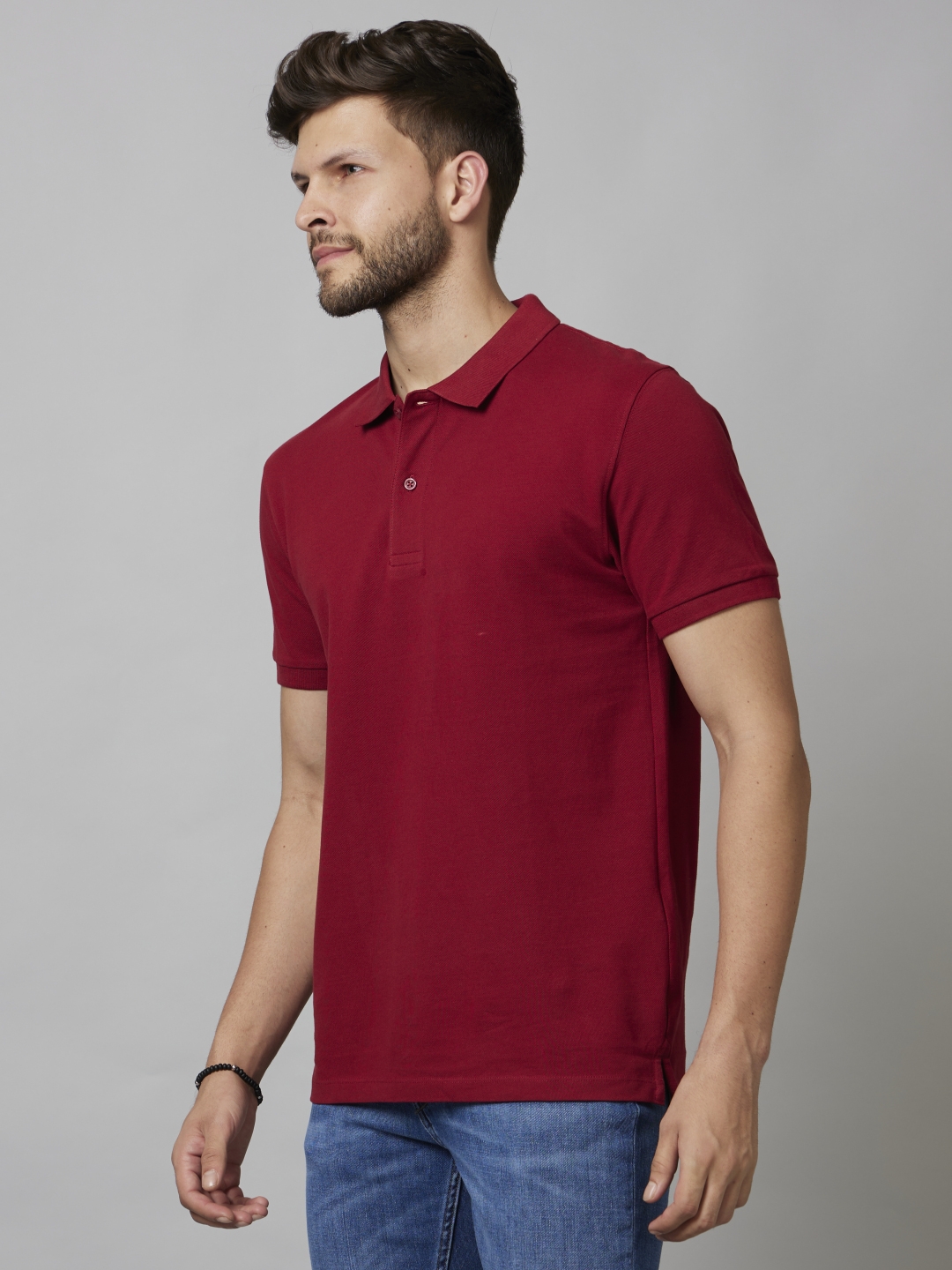 Men's Red Solid Polos